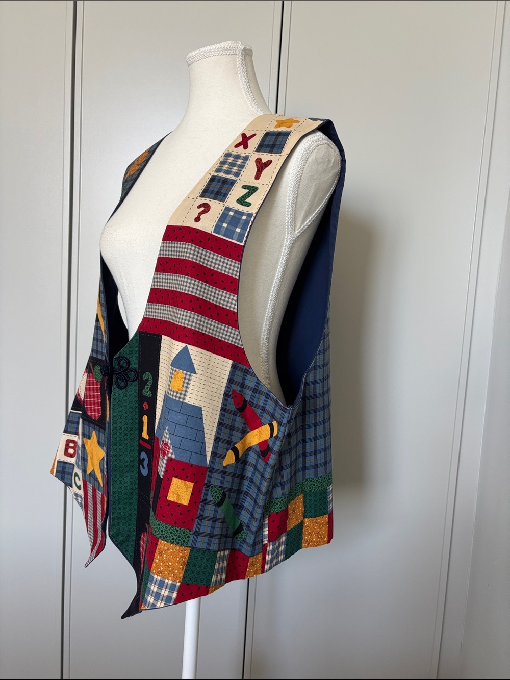 Vintage Women’s Patchwork Teacher Vest – Multicolor - Picture 2 of 7